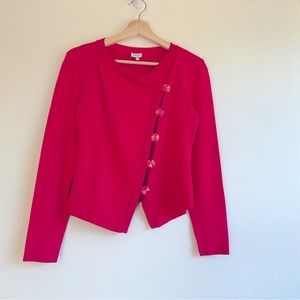 Armani Collezioni Asymmetric Button Red Pink Cardigan Women's , Size 6,